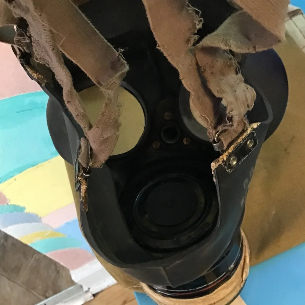 Vintage Military-Style Black Gas Mask with Filter